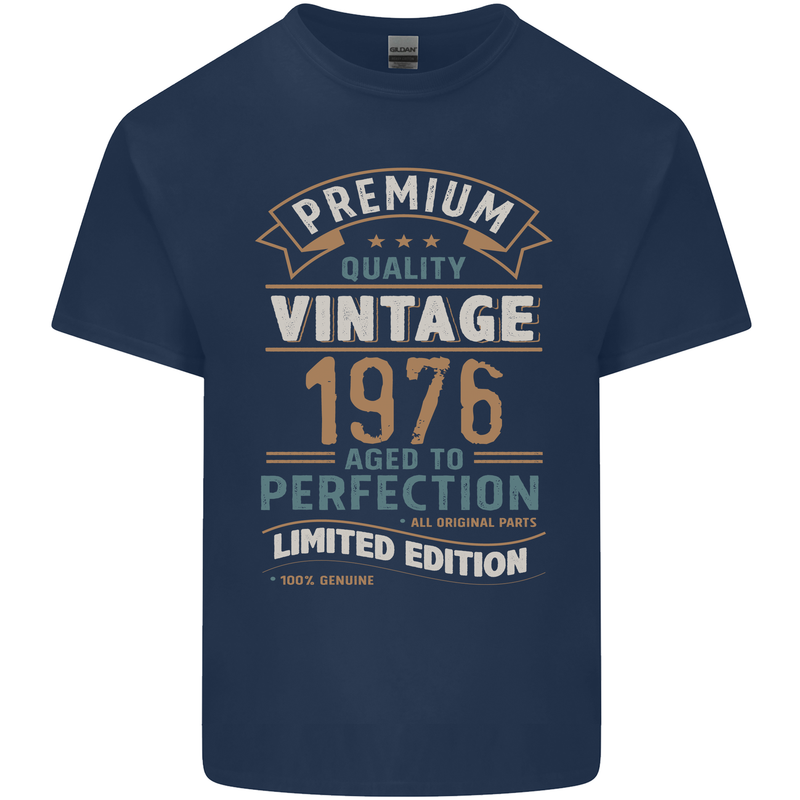 Premium Vintage 47th Birthday 1976 Mens Cotton T-Shirt Tee Top Navy Blue