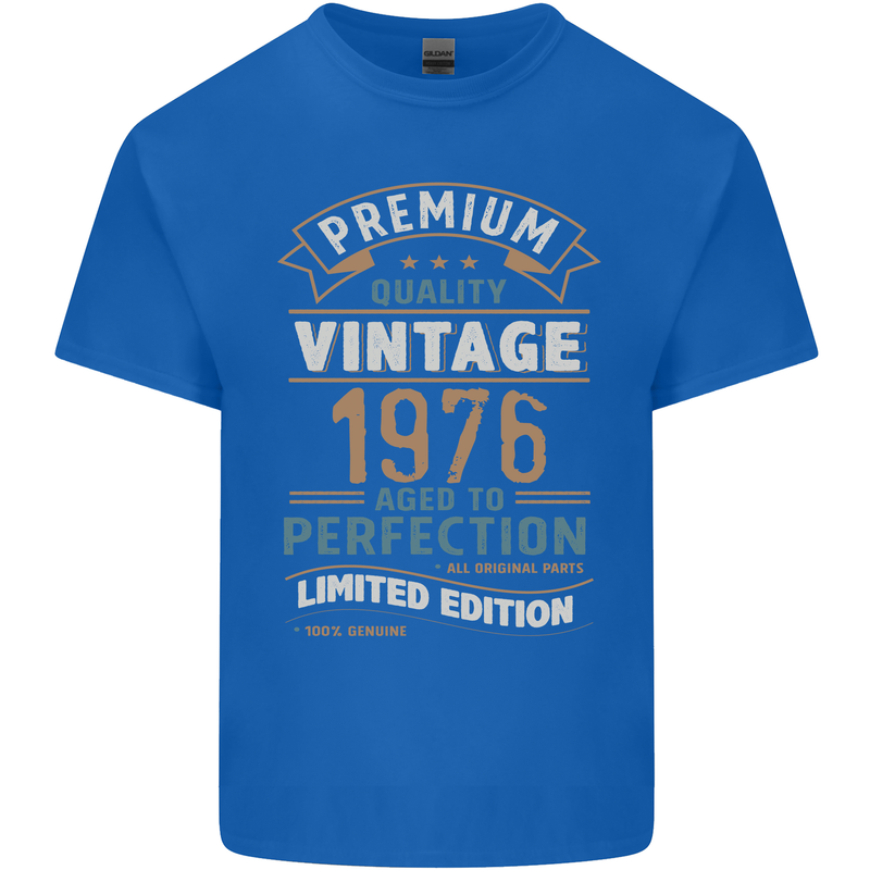 Premium Vintage 47th Birthday 1976 Mens Cotton T-Shirt Tee Top Royal Blue