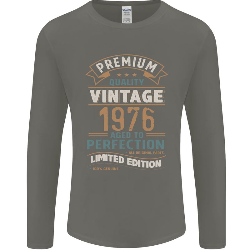 Premium Vintage 47th Birthday 1976 Mens Long Sleeve T-Shirt Charcoal