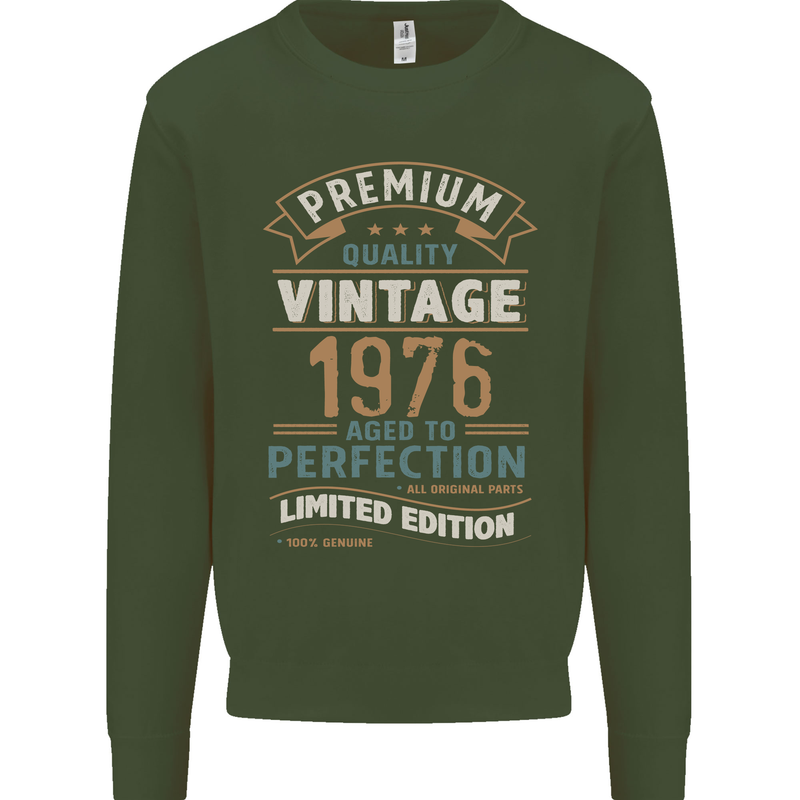 Premium Vintage 47th Birthday 1976 Mens Sweatshirt Jumper Forest Green