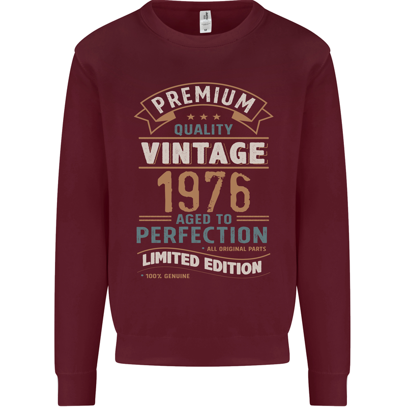 Premium Vintage 47th Birthday 1976 Mens Sweatshirt Jumper Maroon