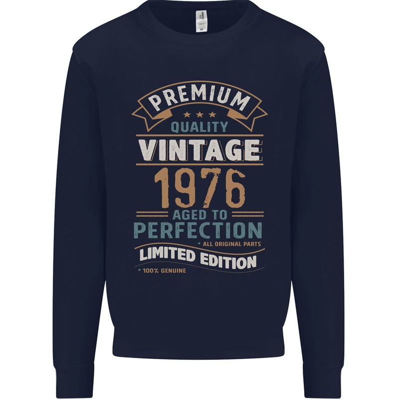 Premium Vintage 47th Birthday 1976 Mens Sweatshirt Jumper Navy Blue