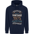 Premium Vintage 48th Birthday 1975 Mens 80% Cotton Hoodie Navy Blue