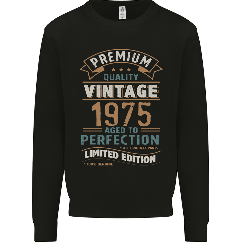 Premium Vintage 48th Birthday 1975 Mens Sweatshirt Jumper Black