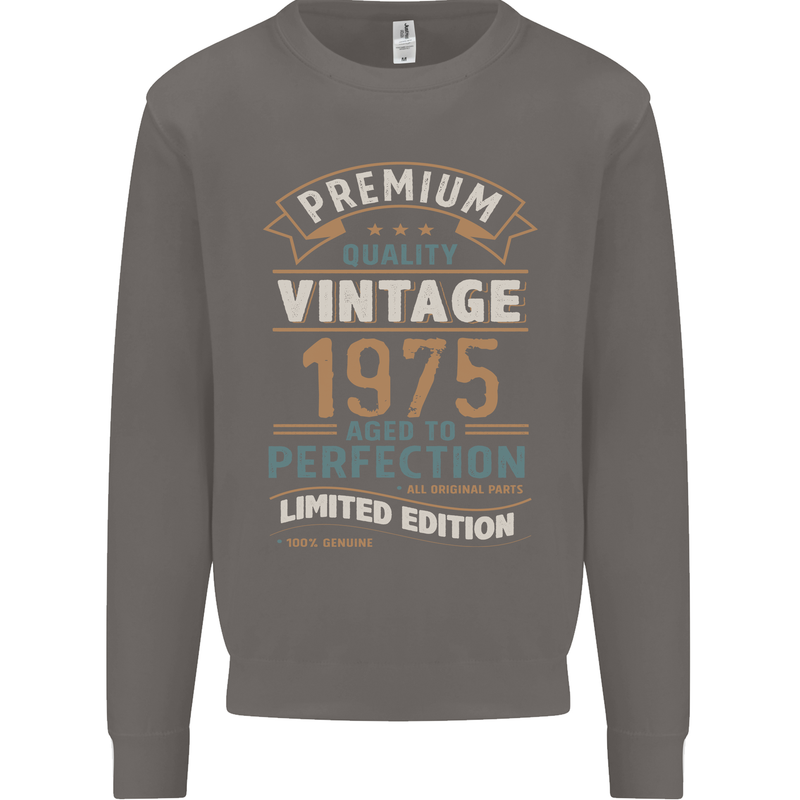 Premium Vintage 48th Birthday 1975 Mens Sweatshirt Jumper Charcoal