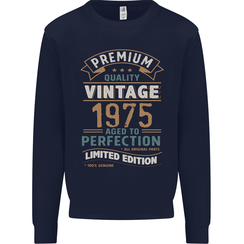 Premium Vintage 48th Birthday 1975 Mens Sweatshirt Jumper Navy Blue