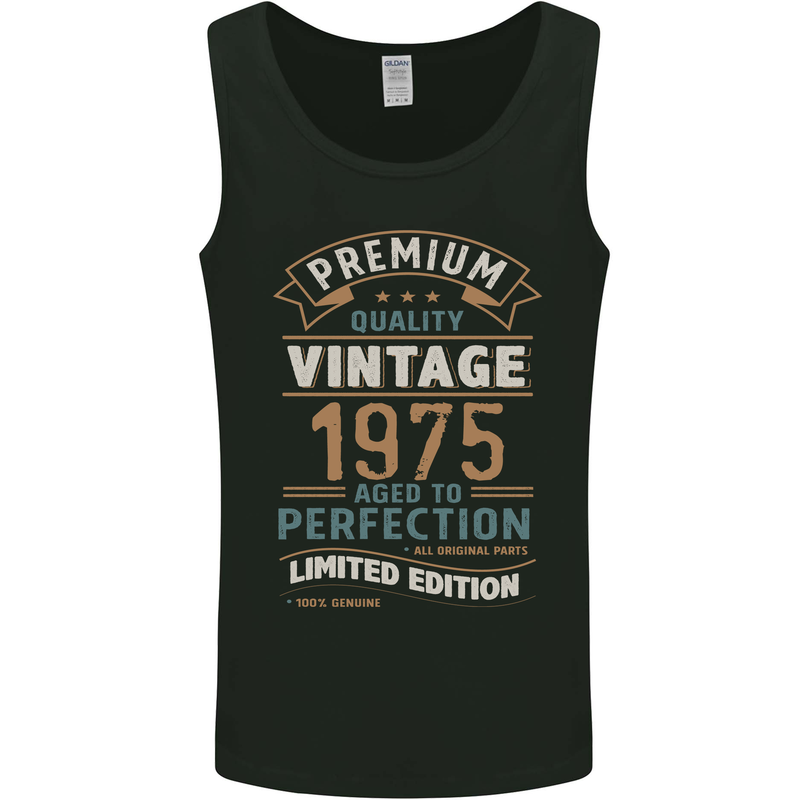 Premium Vintage 48th Birthday 1975 Mens Vest Tank Top Black