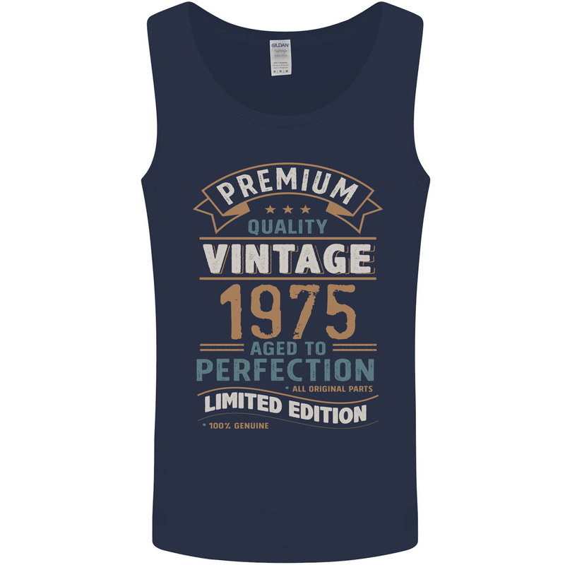 Premium Vintage 48th Birthday 1975 Mens Vest Tank Top Navy Blue