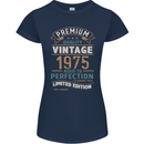 Premium Vintage 48th Birthday 1975 Womens Petite Cut T-Shirt Navy Blue