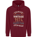 Premium Vintage 49th Birthday 1974 Mens 80% Cotton Hoodie Maroon