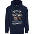 Premium Vintage 49th Birthday 1974 Mens 80% Cotton Hoodie Navy Blue