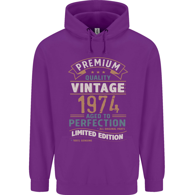 Premium Vintage 49th Birthday 1974 Mens 80% Cotton Hoodie Purple