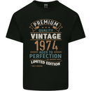 Premium Vintage 49th Birthday 1974 Mens Cotton T-Shirt Tee Top Black