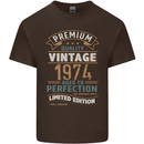 Premium Vintage 49th Birthday 1974 Mens Cotton T-Shirt Tee Top Dark Chocolate