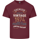 Premium Vintage 49th Birthday 1974 Mens Cotton T-Shirt Tee Top Maroon