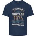Premium Vintage 49th Birthday 1974 Mens Cotton T-Shirt Tee Top Navy Blue