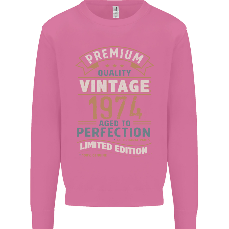 Premium Vintage 49th Birthday 1974 Mens Sweatshirt Jumper Azalea