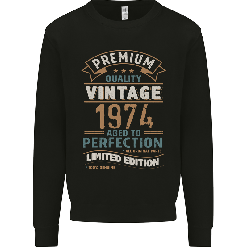 Premium Vintage 49th Birthday 1974 Mens Sweatshirt Jumper Black