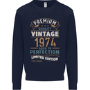 Premium Vintage 49th Birthday 1974 Mens Sweatshirt Jumper Navy Blue