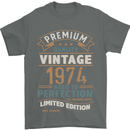 Premium Vintage 49th Birthday 1974 Mens T-Shirt 100% Cotton Charcoal