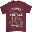 Premium Vintage 49th Birthday 1974 Mens T-Shirt 100% Cotton Maroon