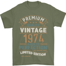 Premium Vintage 49th Birthday 1974 Mens T-Shirt 100% Cotton Military Green