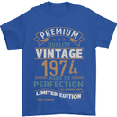 Premium Vintage 49th Birthday 1974 Mens T-Shirt 100% Cotton Royal Blue