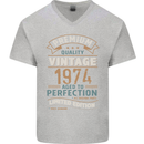 Premium Vintage 49th Birthday 1974 Mens V-Neck Cotton T-Shirt Sports Grey
