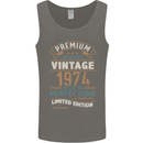 Premium Vintage 49th Birthday 1974 Mens Vest Tank Top Charcoal