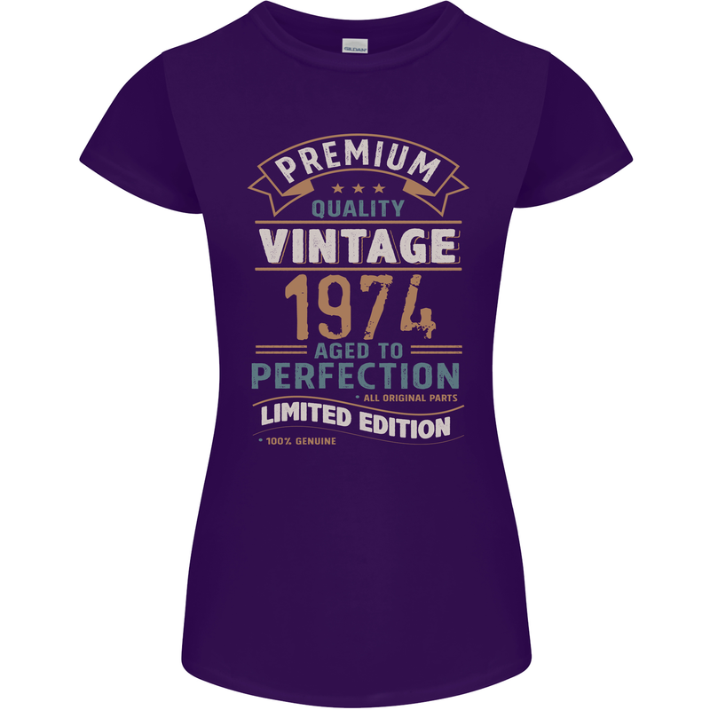Premium Vintage 49th Birthday 1974 Womens Petite Cut T-Shirt Purple
