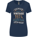 Premium Vintage 49th Birthday 1974 Womens Wider Cut T-Shirt Navy Blue