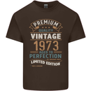 Premium Vintage 50th Birthday 1973 Mens Cotton T-Shirt Tee Top Dark Chocolate