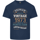 Premium Vintage 50th Birthday 1973 Mens Cotton T-Shirt Tee Top Navy Blue