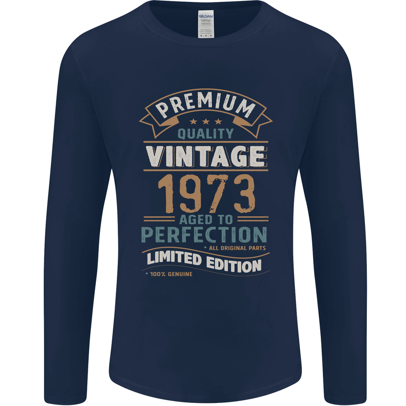 Premium Vintage 50th Birthday 1973 Mens Long Sleeve T-Shirt Navy Blue