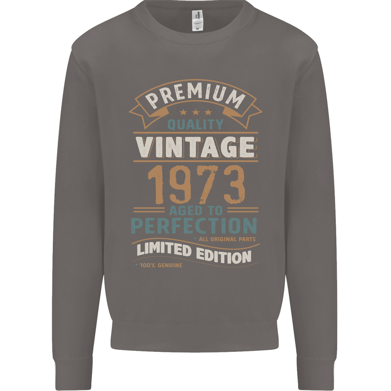 Premium Vintage 50th Birthday 1973 Mens Sweatshirt Jumper Charcoal