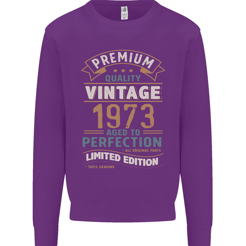 Premium Vintage 50th Birthday 1973 Mens Sweatshirt Jumper Purple