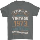 Premium Vintage 50th Birthday 1973 Mens T-Shirt 100% Cotton Charcoal