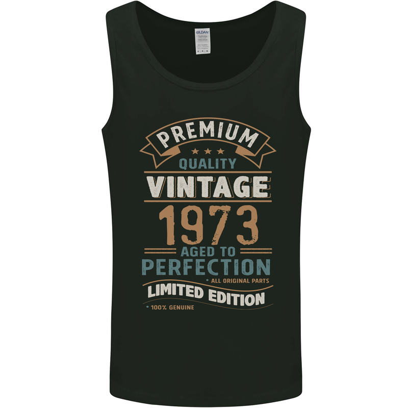 Premium Vintage 50th Birthday 1973 Mens Vest Tank Top Black