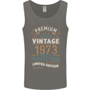 Premium Vintage 50th Birthday 1973 Mens Vest Tank Top Charcoal
