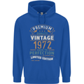 Premium Vintage 51st Birthday 1972 Mens 80% Cotton Hoodie Royal Blue