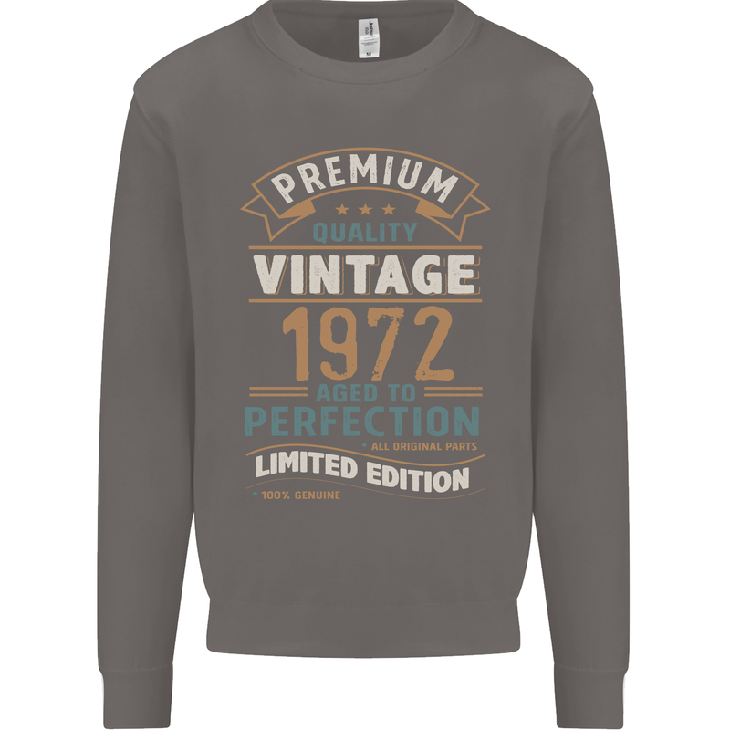 Premium Vintage 51st Birthday 1972 Mens Sweatshirt Jumper Charcoal