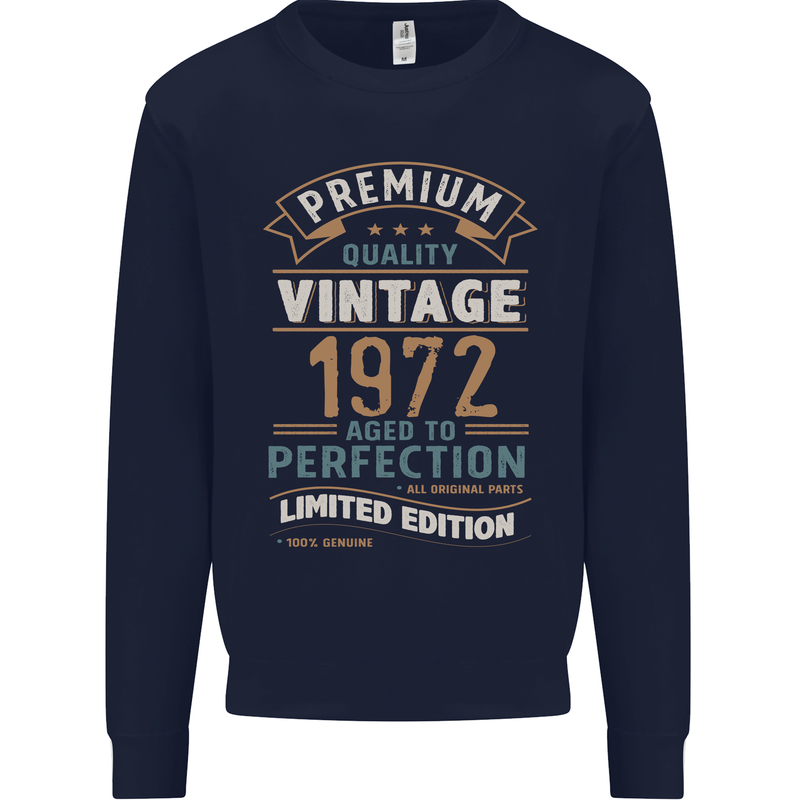 Premium Vintage 51st Birthday 1972 Mens Sweatshirt Jumper Navy Blue