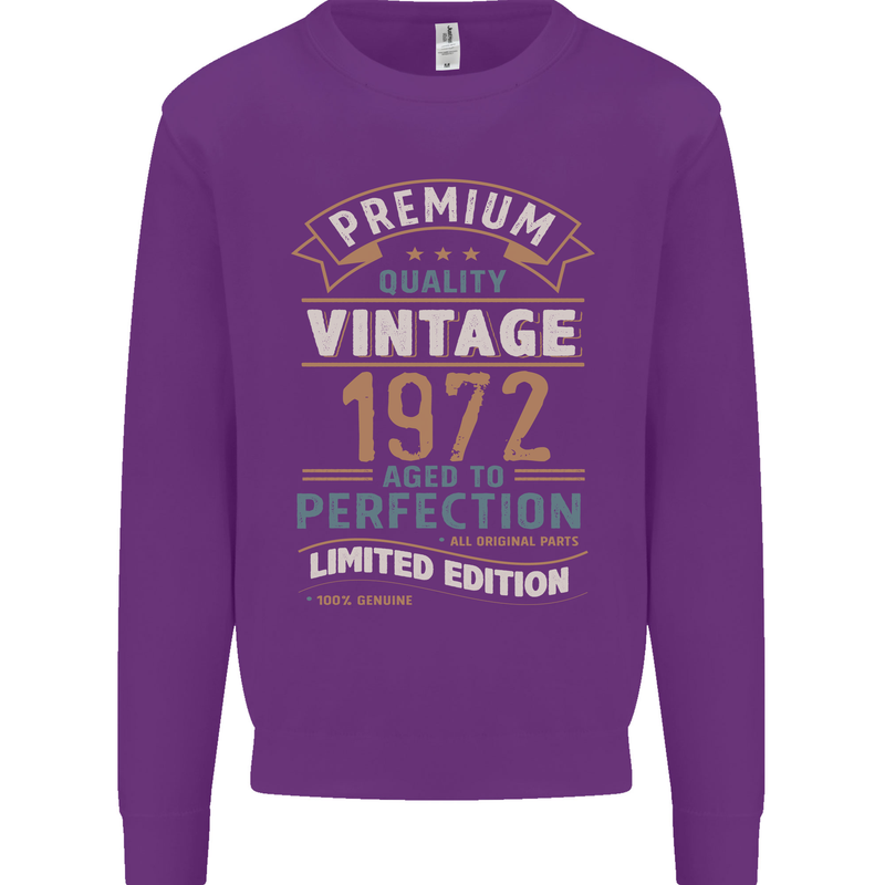 Premium Vintage 51st Birthday 1972 Mens Sweatshirt Jumper Purple