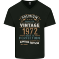 Premium Vintage 51st Birthday 1972 Mens V-Neck Cotton T-Shirt Black