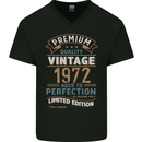 Premium Vintage 51st Birthday 1972 Mens V-Neck Cotton T-Shirt Black