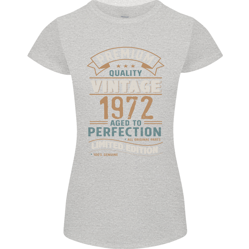 Premium Vintage 51st Birthday 1972 Womens Petite Cut T-Shirt Sports Grey