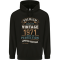 Premium Vintage 52nd Birthday 1971 Mens 80% Cotton Hoodie Black