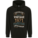Premium Vintage 52nd Birthday 1971 Mens 80% Cotton Hoodie Black