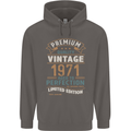 Premium Vintage 52nd Birthday 1971 Mens 80% Cotton Hoodie Charcoal