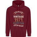 Premium Vintage 52nd Birthday 1971 Mens 80% Cotton Hoodie Maroon